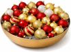 Feeric Christmas Kerstballen - 60x st - goud met rood mix - diverse maten - kunststof - kerstversiering