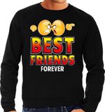 Bellatio Decorations Funny emoticon sweater Best friends forever zwart voor heren - Fun / cadeau trui L