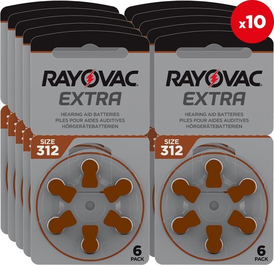 Rayovac gehoorapparaat batterijen - Type 312 - 10 x 6 stuks gehoorapparaat batterijen - Type 312 - 10 x 6 stuks