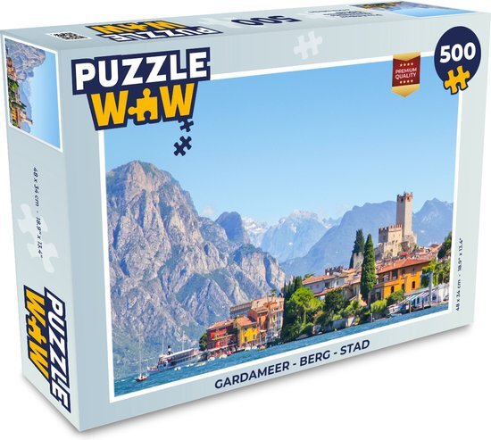 MuchoWow Puzzel Gardameer - Berg - Stad - Legpuzzel - Puzzel 500 stukjes - Sinterklaas cadeautjes - Sinterklaas voor grote kinderen