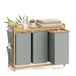 SONGMICS Panier à linge en bambou gris avec 3 compartiments, 150L, avec étagère