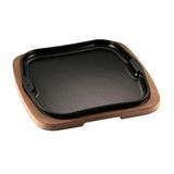 ILSA Serveerschaal van gietijzer Gourmet met houten dienblad cm 29 x 29 cm