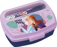 Tataway Disney Blue broodtrommel voor meisjes, kunststof, Frozen Elsa Anna en Olaf, met lepel en vork
