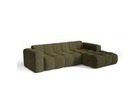 Icecat Canapé d'angle droit 5 places en tissu bouclette vert olive