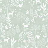 ESTAhome behang bos met bosdieren mintgroen - 53 cm x 10.05 m - 139524