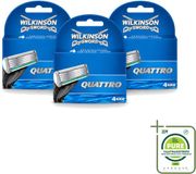 Wilkinson 3 x Lames de recharge Quattro - Avec tondeuse de précision - 4 lames