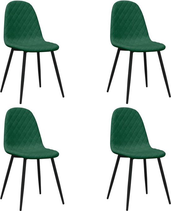 vidaXL Eetkamerstoelen 4 st fluweel donkergroen