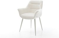DELIFE Kaira-Flex Gestoffeerde stoel Kaira-Flex 4-poot conisch roestvrij staal bouclé zacht beige