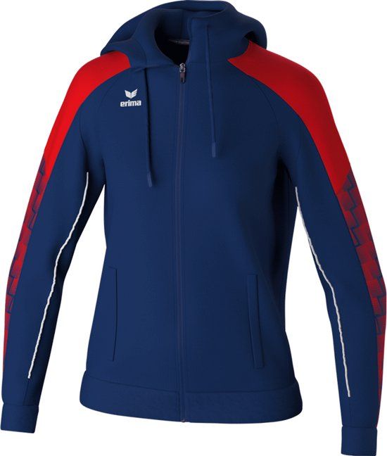 Erima Evo Star Trainingsjack Met Capuchon Dames - Marine / Rood - Maat 36