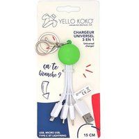 Yello koko Yello 3 in 1 kabel Andy USB A USB C Micro USB en Lightning 15 cm Macaron groen