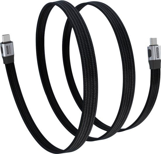 Sitecom - USB-C Kabel - 80Gbps - Thunderbolt 3/4/5 Compatibel - 100cm - Plat - 240W - Zwart