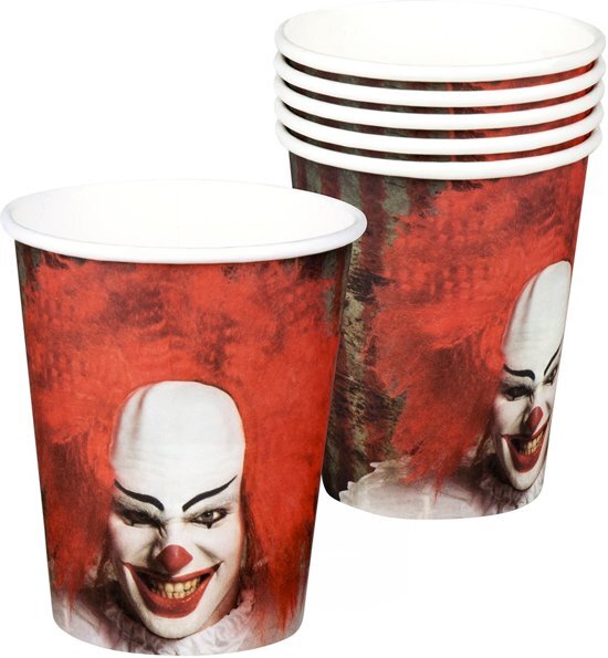 Boland Feestbekers Horrorclown 250 Ml 6 Stuks Rood