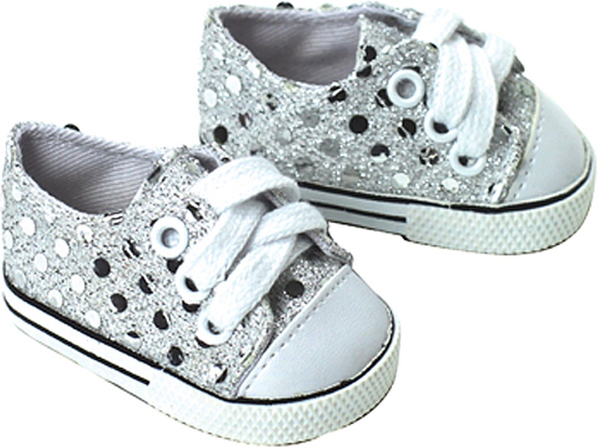 Sophia's by Teamson Kids Poppenkleding voor 18" Poppen - Sneakers - Poppen Accessoires - Zilver/Pailletten (Pop niet inbegrepen)