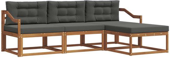 vidaXL - Acacia Hout Loungeset Bank 4-Persoons Natuurlijk en Antraciet