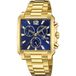 Lotus Herenhorloge 18853/2 Analoog Staal Goudkleurig Blauw Rechthoekig