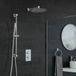 Mirage Kit de douche thermostatique avec inverseur – Pommeau rond Ø 30 cm – Kit douchette sur rampe – Chromé