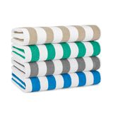 Arkwright Oversized gestreepte strandhanddoeken - (Pack van 4) Absorberend, sneldrogend, ringgesponnen katoen bulk zwembadhanddoek, perfect voor sportschool, bad en spa, 76,2 x 177,8 cm, meerdere