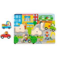 Moulin Roty Geluidsstad Les Popipop Houten puzzel 6 stukjes