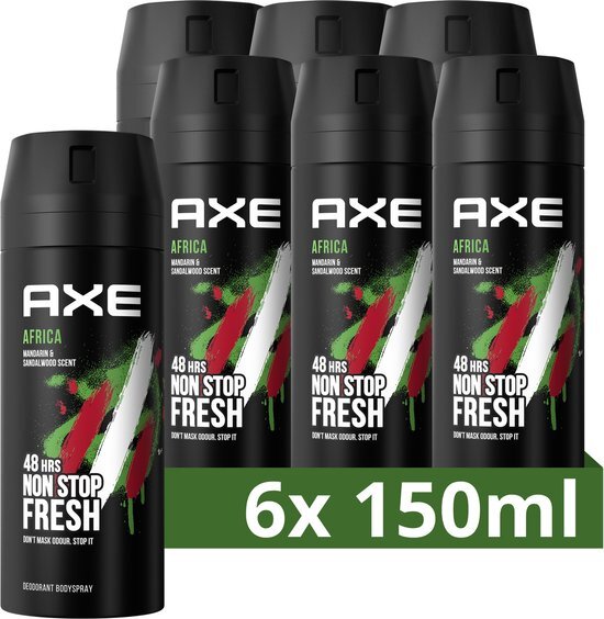 AXE Africa Deodorant Bodyspray, 6 x 150ml, Voordeelverpakking