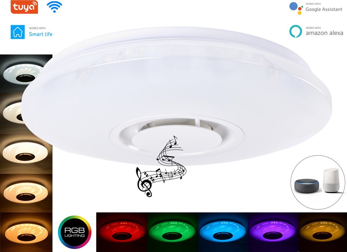 Varin Varin® LED Plafondlamp WIFI 3D met Bluetooth speaker - Ø 40cm - Special 3D effect - Smart lamp met afstandsbediening & app - Verlichting kinderkamer, jongen, meisje - Plafonniere - Plafond lamp verlichting - RGB Plafondlampen - Plafoniere