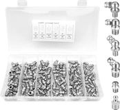 Shenzhen Haorui Industrial Technology Co., Ltd. 110 pièces de raccords de graissage - assortiment de raccords de graissage coniques - kit de raccords de graissage hydrauliques M6 M8 - droit et coudé 45° 90 degrés - pour pistolets graisseurs avec boîte de rangement
