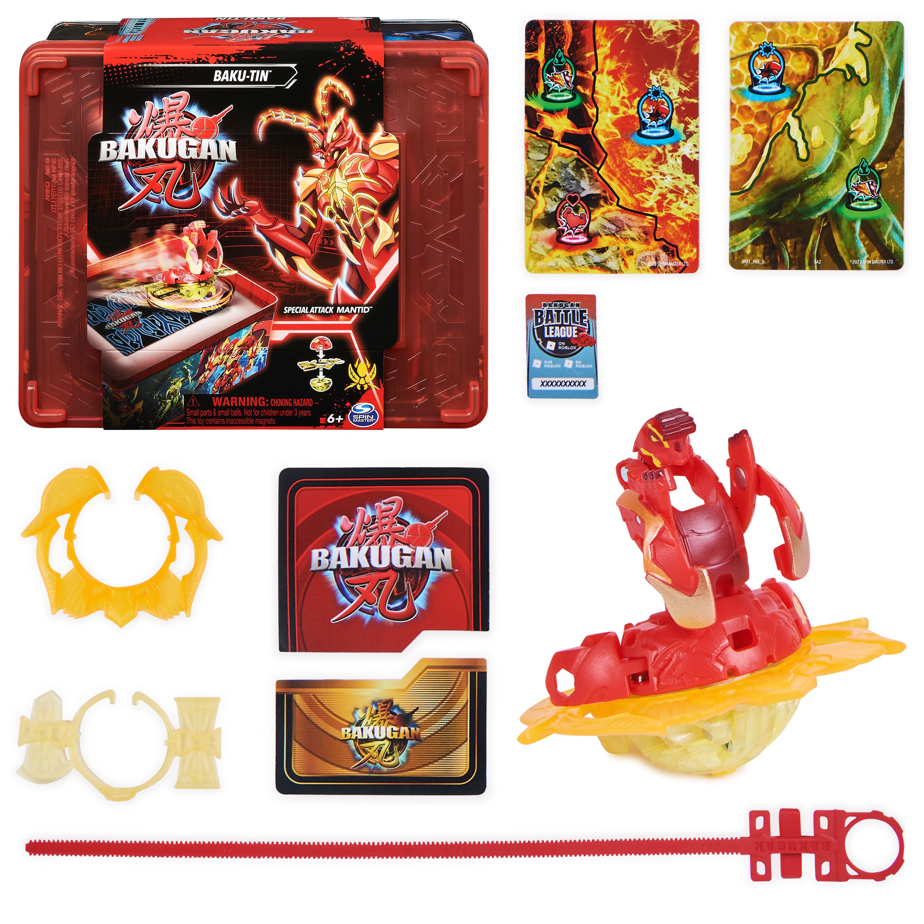 Bakugan - Baku-tin met Special Attack Mantid - spinnend actiefiguur in opbergblik