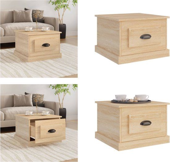 vidaXL Salontafel 50x50x35 cm bewerkt hout sonoma eikenkleurig