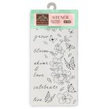 Dikke Creëer Happiness Dikke stencil cm 12X25 - bloemen en vlinder
