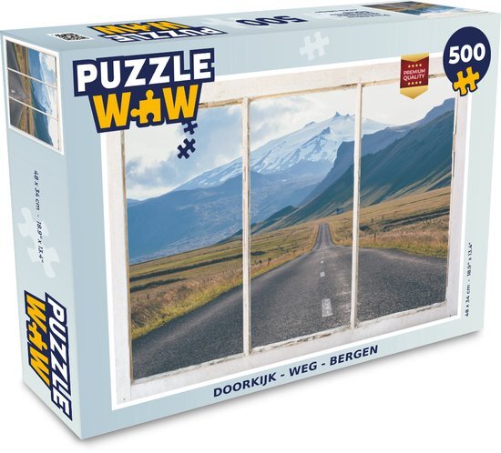 MuchoWow Puzzel Doorkijk - Weg - Berg - Legpuzzel - Puzzel 500 stukjes