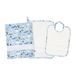 Filet Amasd591 kleuterschoolset, driedelig, geborduurd, badstof, 100% katoen, motief: honden, kleur: blauw, wit, 300 g