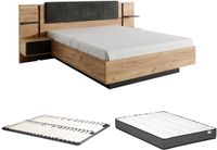 Vente-unique Bedframe stof antracietgrijs, natuurlijk licht 140 x 190 cm