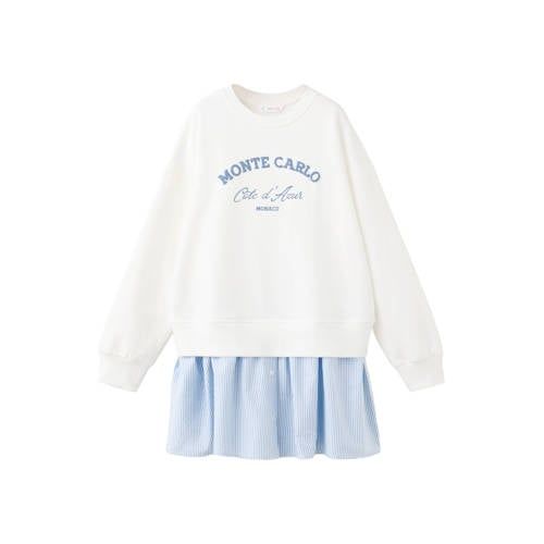 Mango Kids gestreepte sweatjurk wit