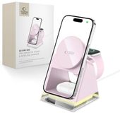 Tech-Protect Qi15W-A43 Chargeur sans fil magnétique Magsafe 3-en-1, rose bébé