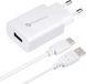 Forcell - Snellader met adapter - Inclusief USB-C kabel - Snellader geschikt voor Usb-C apparaten - Quick charge 3.0 - 18W - Wit