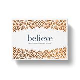 Believe Boxed Notitiekaartenset: kaarten om aan te moedigen en te inspireren - 12 blanco kaarten (3 van elk van de 4 ontwerpen) met bedrukte enveloppen