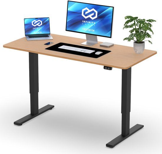 Infinity Goods Zit Sta Bureau - Elektrisch Verstelbaar - 120 x 60 CM - Bruin