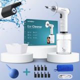 HAIDU Oorreiniger Pro Plus + Oor Luchtblazer – Oorreinigingsset – Oorspuit en Oorsmeer Verwijderaar met camera – 500 ml waterreservoir – 4 standen – Oplaadbaar – Wit – Premium