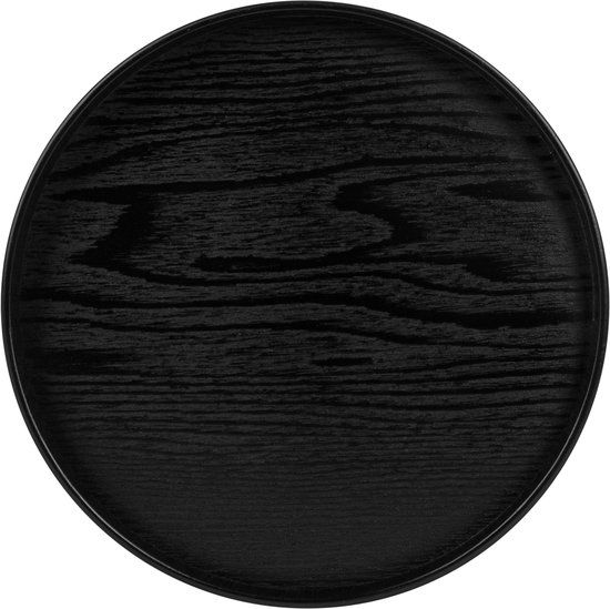 QUVIO Houten dienblad rond - Diameter 36 cm - Zwart