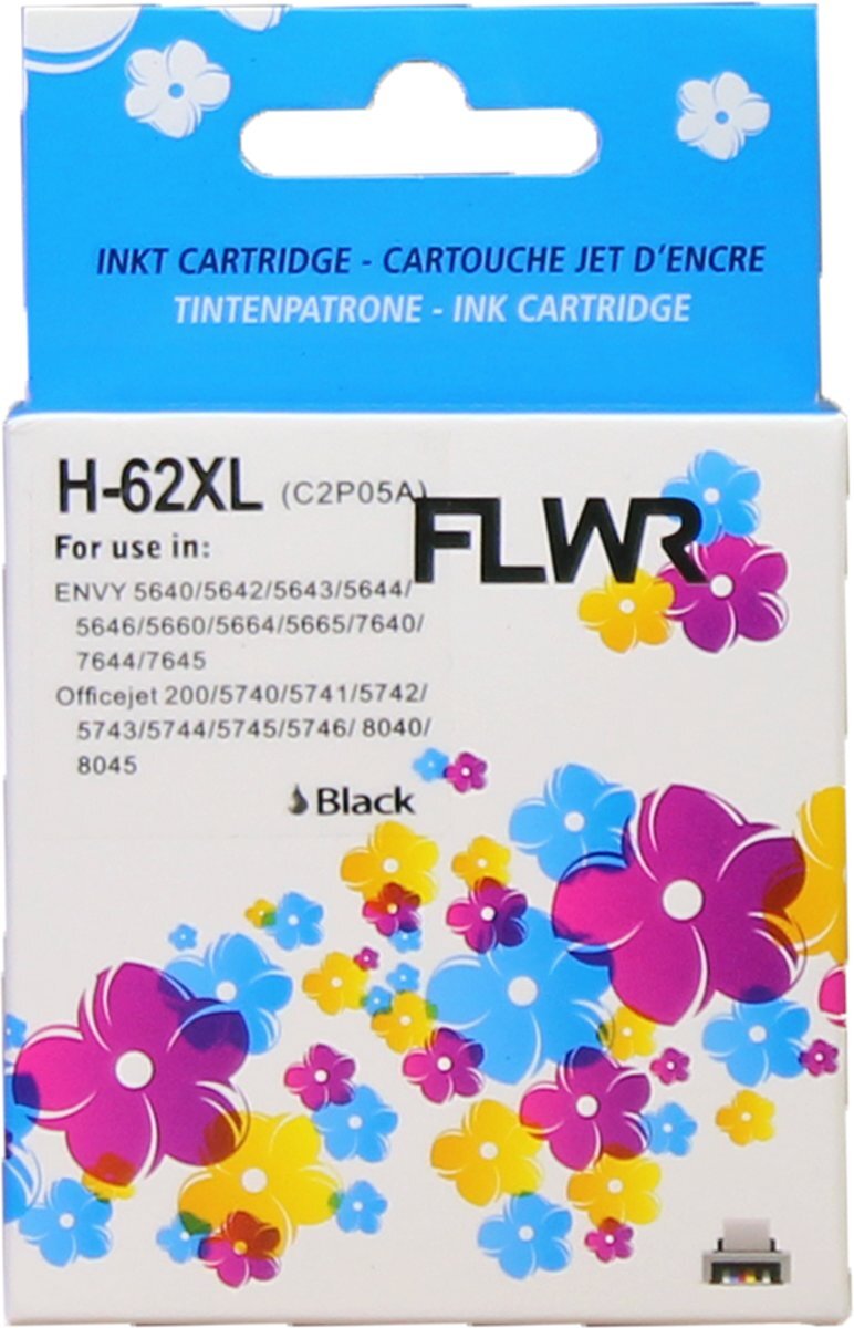 FLWR 62XL zwart inktcartridge C2P05AE Hoge capaciteit Geschikt voor HP