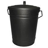 Home Discount® Asemmer, kool-/hout-emmer met deksel, zwart