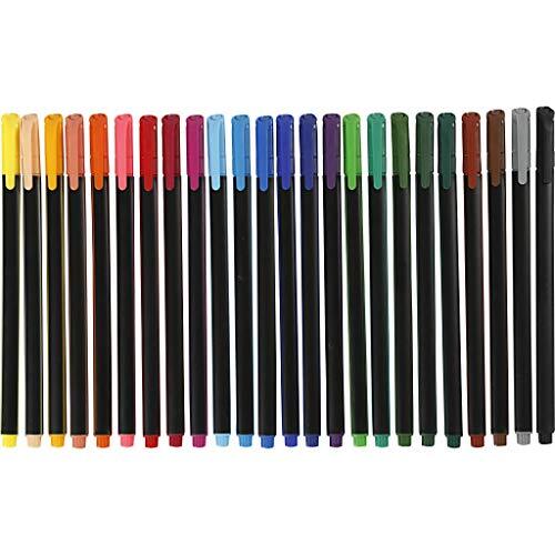 Colortime Fineliner, lijnbreedte: 0,6-0,7 mm, verschillende kleuren, 24 stuks