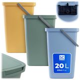 KADAX Afvalbak 20L, Set van 3, Kunststof, Groen/Geel/Blauw