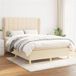 vidaXL Sommier à Lattes de Lit avec Matelas, Lit Rembourré, Lit Double, Lit Adulte de Chambre à Coucher Intérieur, Moderne, Crème 140x200 cm Tissu