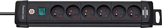 Brennenstuhl Premium-Line Stekkerdoos - 6-Voudig - Zwart - 3 Meter