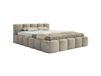 Lit rembourré 140x200, coffre de lit, velours hydrofuge, gris-beige