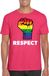 Bellatio Decorations Respect LGBT shirt met regenboog vuist roze heren M