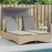 Maison Exclusive - Lit de repos double avec auvent et coussins, polyrotin beige