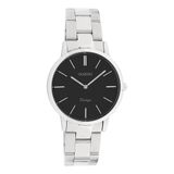 OOZOO Timepieces - Zilverkleurige horloge met zilverkleurige roestvrijstalen armband - C20043