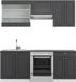 Vicco Fame-Line Unité de cuisine complète – 200 cm, WB Anthracite Anthracite-Or/Blanc