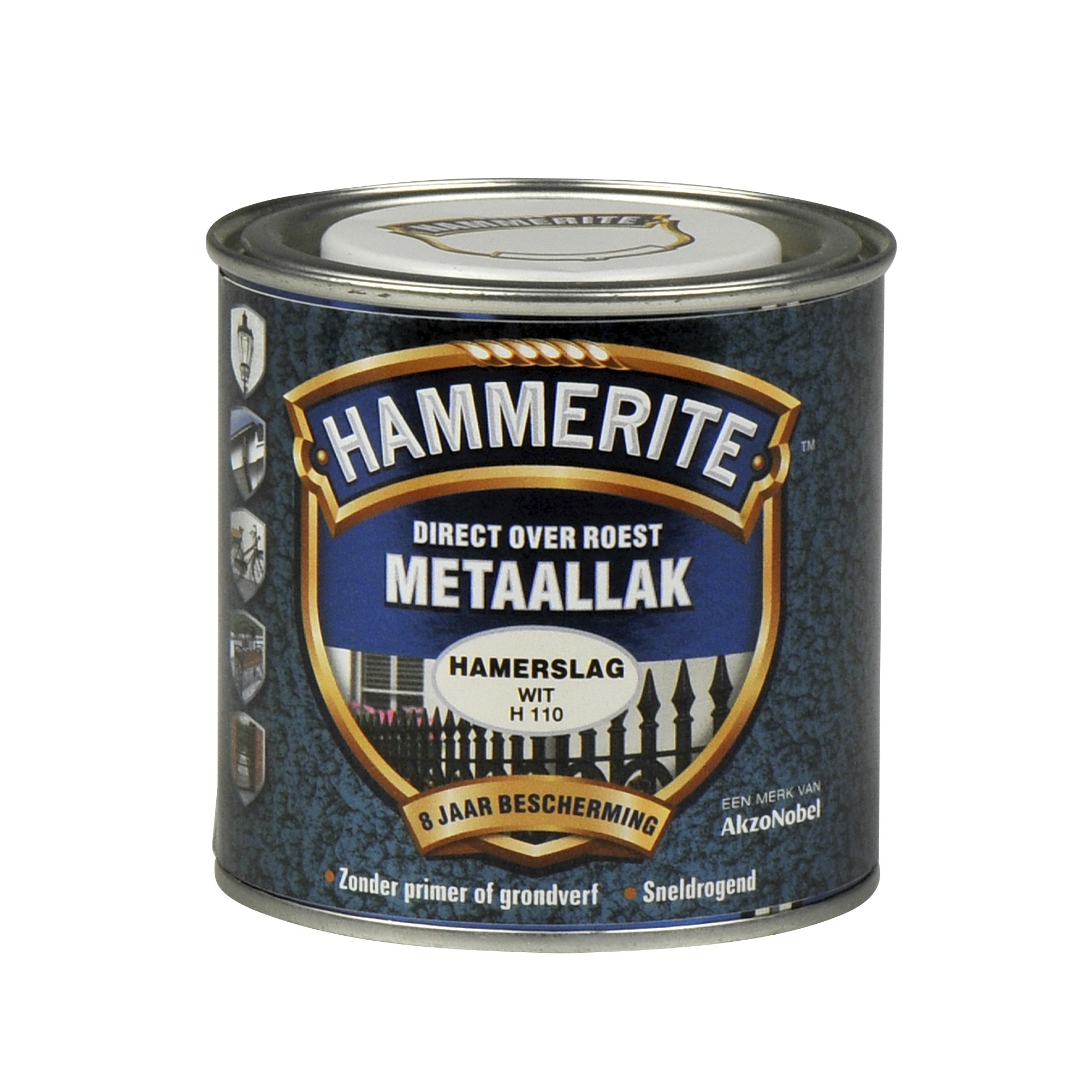 Hammerite direct over roest metaallak hamerslag wit - 250 ml